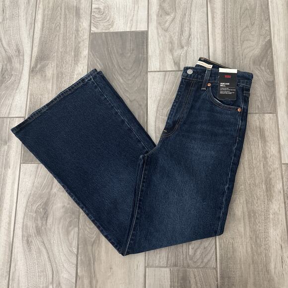 Levi’s Premium Ribcage Bell Flare Jeans Blue Dark Wash Women’s Sz 25/30 NWT - Picture 1 of 8